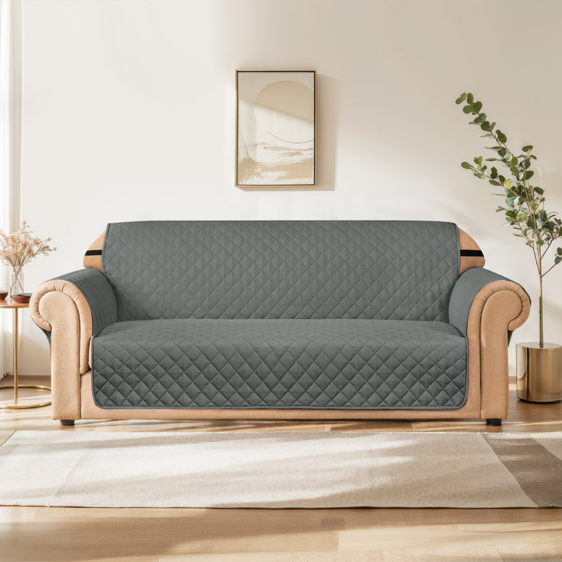 Housse de causeuse pour canapé à 2 coussins, housse de canapé antidérapante pour chiens, housse de protection de meuble avec sangles élastiques en mousse pour chat (gris)