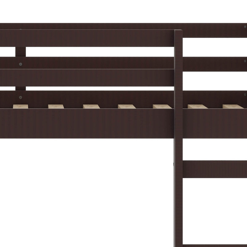 Twin Size Loft Bed – Ladder & Strengthened Slat Bed Platform, Espresso