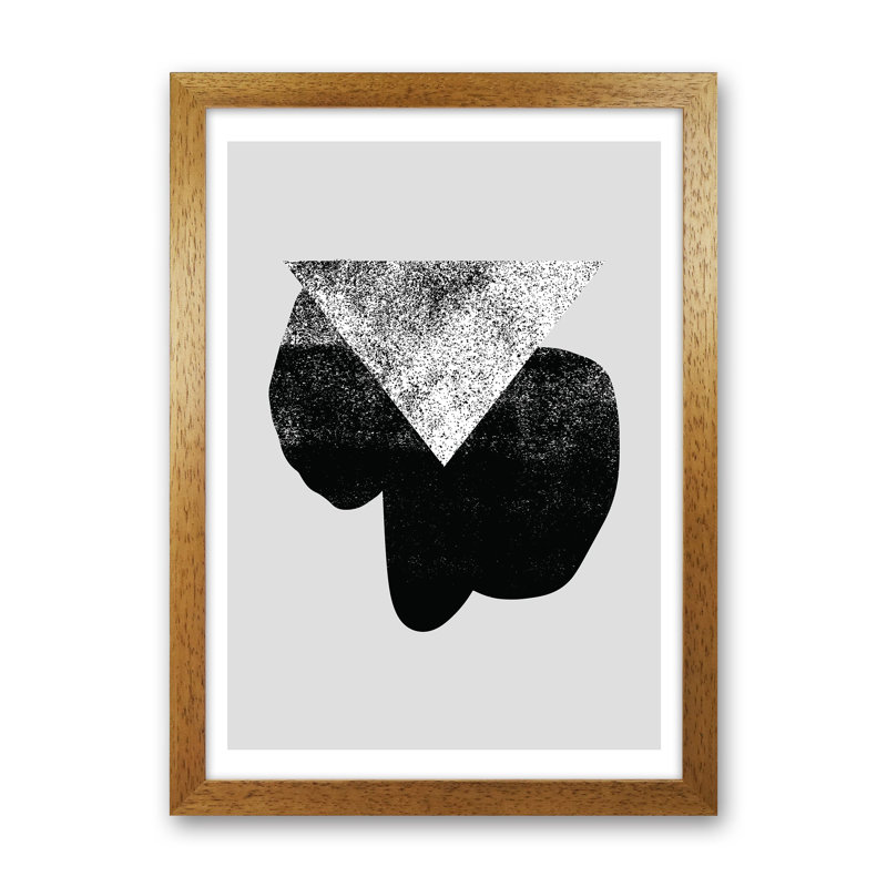Graffiti Black And Grey Triangle by Pixy Paper - Print, 59.4cm H x 42cm W x 3cm D, Oak Framed