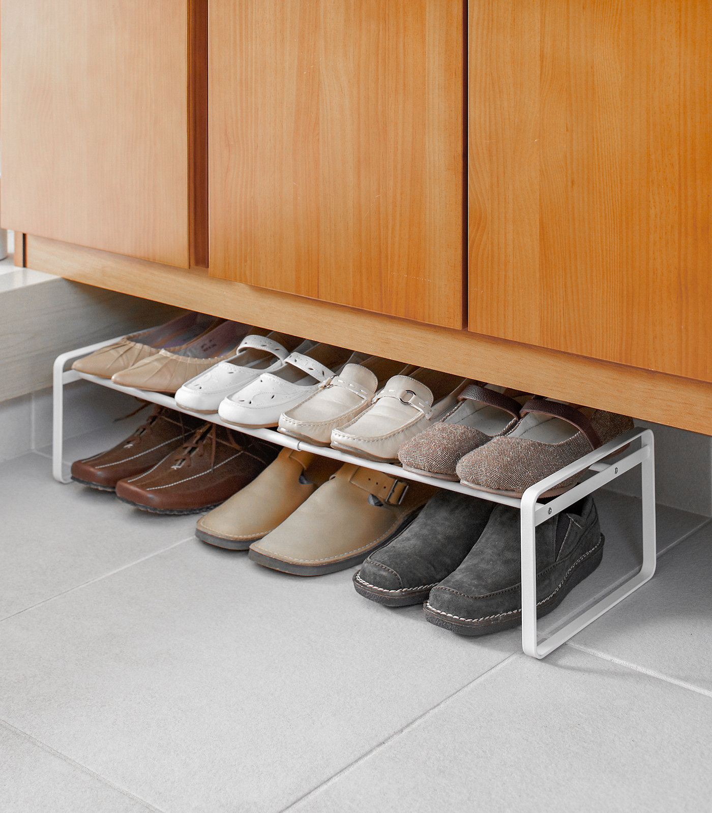 Yamazaki Home Adjustable Shoe Rack, White