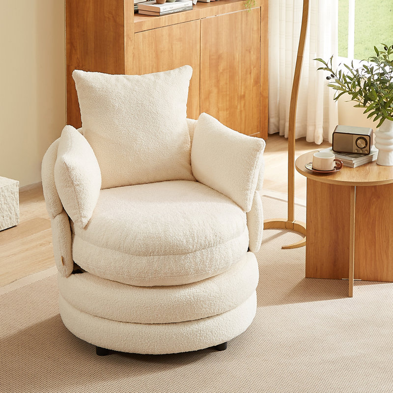 Fauteuil d'appoint rotatif à 360 ° Modern, H 32,28 po x l 34,65 po x P 31,5 po, Blanc