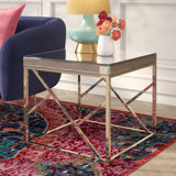 Flori Mirrored Glass Top End Table