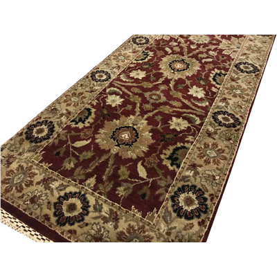 Hand-Knotted High-Quality Red and Gold Runner