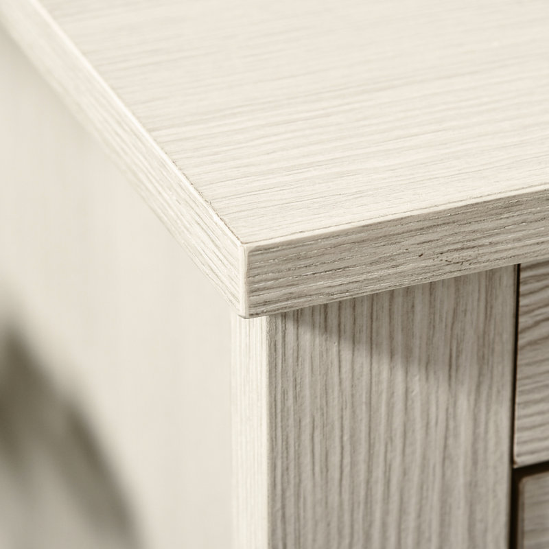 Bureau d'ordinateur blanc neige avec rangement, 2 tiroirs et armoires, tablette réglable, pour tiroirs de bureau personnel, style