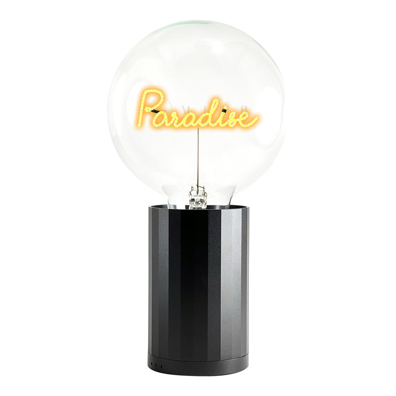 Ampoule PARADISE ambre avec lampe de table portative, Noir, Métal métal