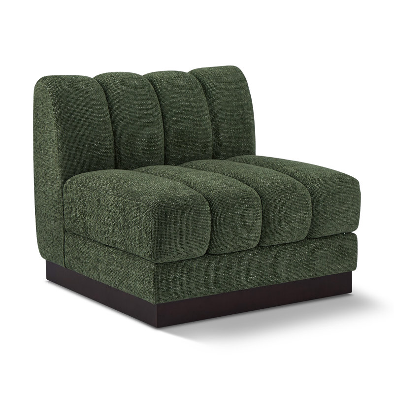 Fauteuil en chenille Quinn, Tissu chenille vert