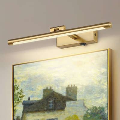 15.35 in. Brass LED Picture Light with Remote Control, Dimmable, Rotatable Design, Timer and Multiple Color Temperatures