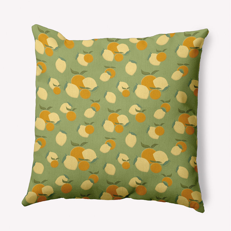 Floral Reversible Throw Pillow, 26"H x 26"W, Moss/Light Yellow/Orange