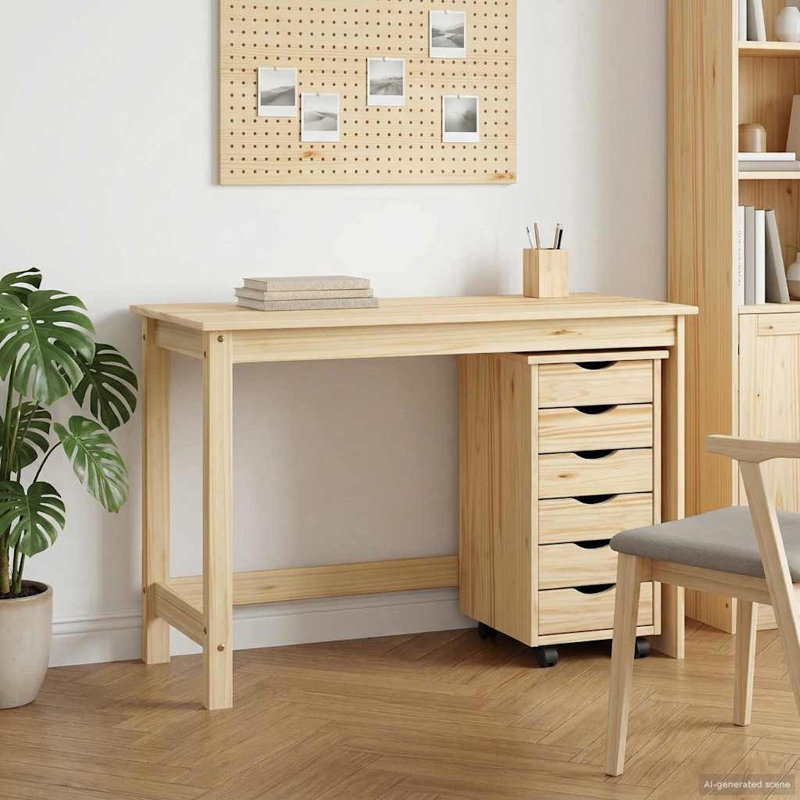 Solid Wood Desk, Black