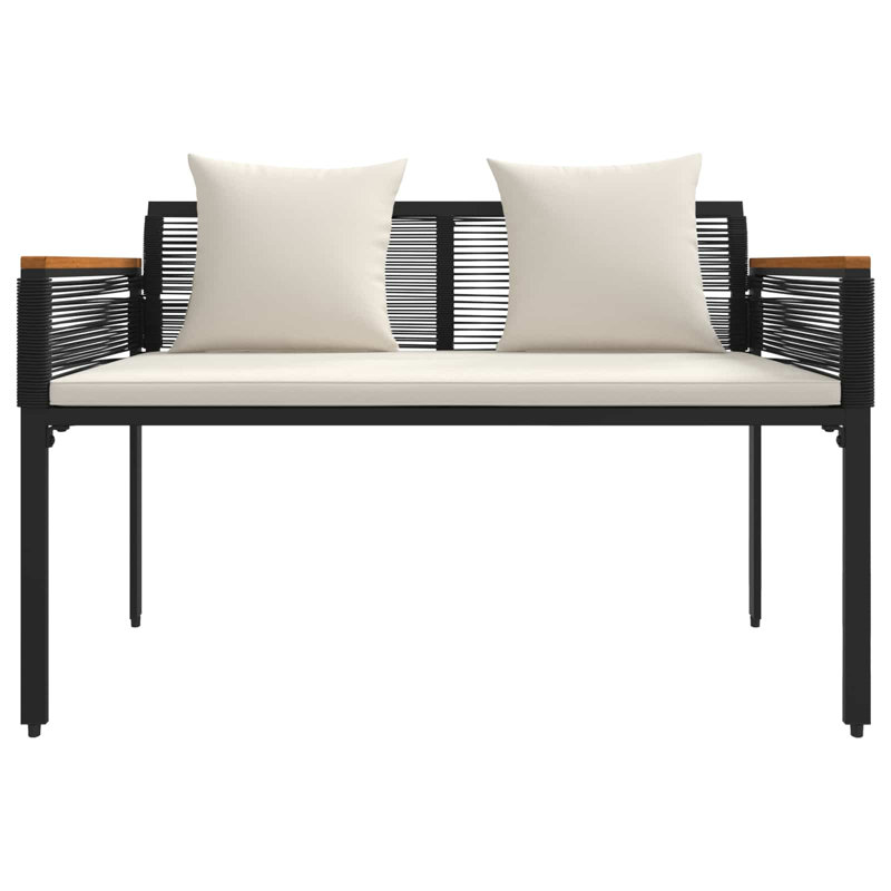 Poly Rattan Outdoor Bench, Cream White, Black