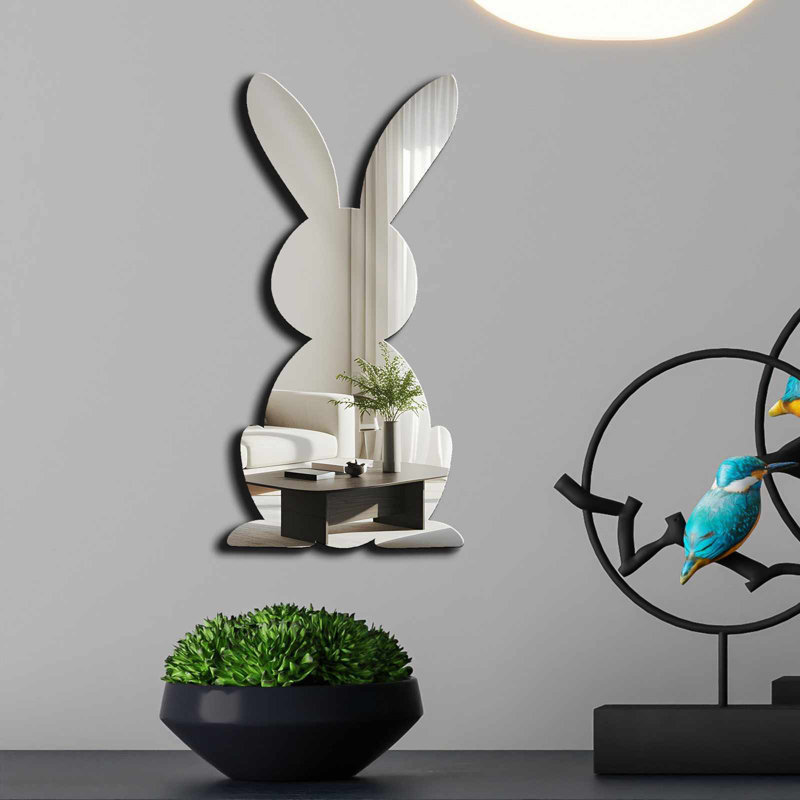 Élégant miroir décoratif pour Pâques, couleur argent, 9,4 po x 19,7 po | 100% PLEXIGLASS (épaisseur: 0,04 pouce) et 100% EVA (épaisseur: 0,4 pouce) | Bandes double face pour une présentation polyvalente | Parfait pour la décoration intérieure et les célébrations festives