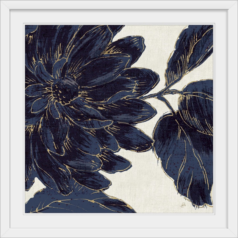 «Indigo Garden I», reproduction d'impression, Cadre blanc, H 38 po x l 38 po x P 1 po