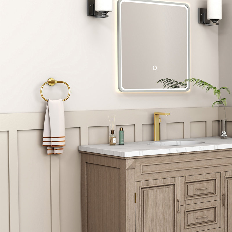 Bathroom Towel Ring Wall Mounted, Brushed Gold