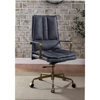 Tinzud gray leather office chair