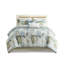 Édredon en coton bleu avec coussin décoratif - imprimé tropical pour une charmante chambre côtière, facile à nettoyer, 6 pièces surdimensionnées dans une chambre rafraîchissante