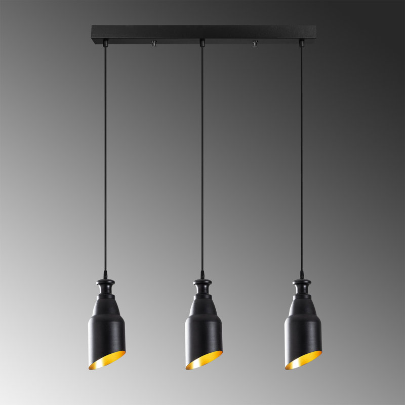 Luminaire suspendu géométrique à 3 lumières pour îlot de cuisine Excalibur