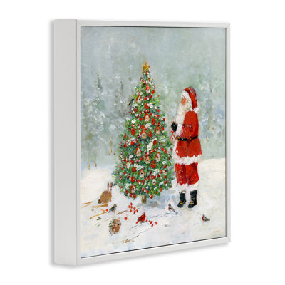 Père Noël avec cabane à oiseaux, estampe numérique par Sally Swatland