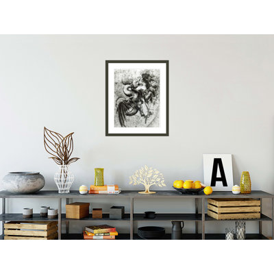 Fight between a Dragon and a Lion by Leonardo da Vinci -Framed Giclee Print