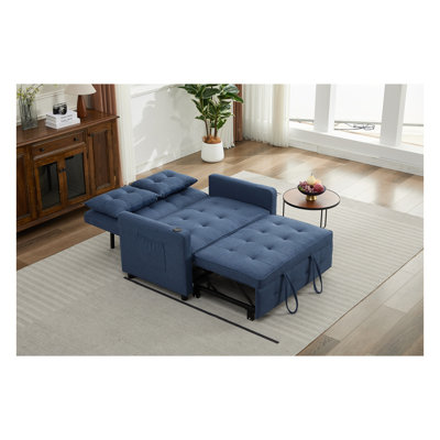 3-in-1 Convertible Chair Bed Pull Out Sleeper Chair Beds Adjustable Double Armchair Sofa Bed with USB Ports