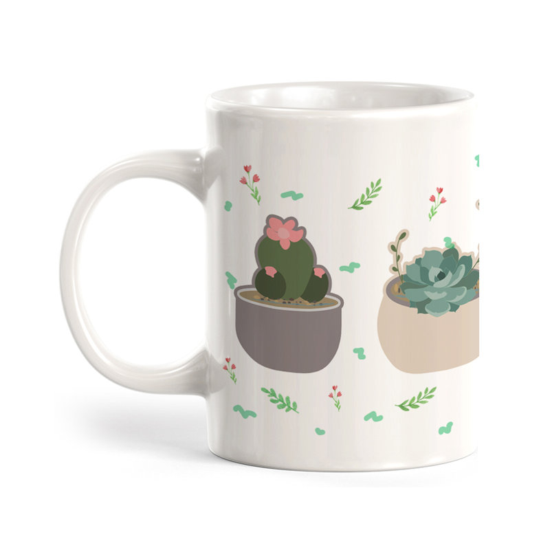 Tasse à café 15 onces Succulents, Ensemble de verres à lait, Plastique polypropylène