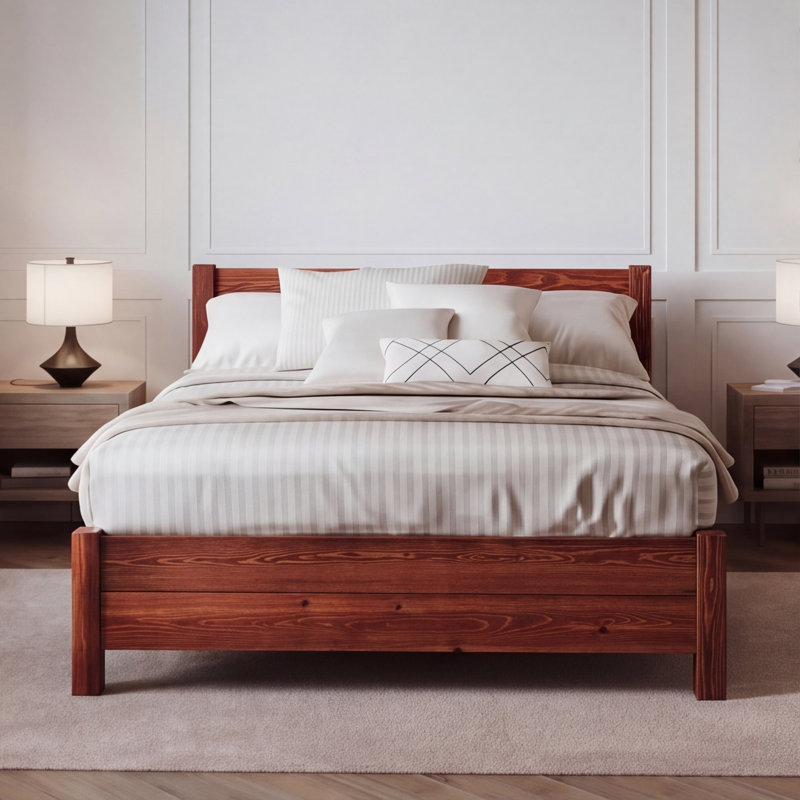 Edgecumbe Bed Frame, Full, Red Wood