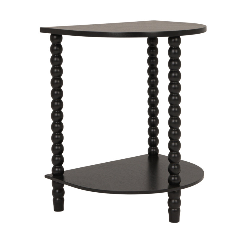 Table demi-lune en bois avec pieds et tablette tournés