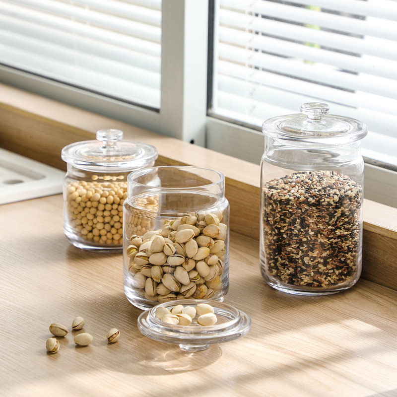 Clear Glass BPA-Free Canister Set with Lids - Set of 3
