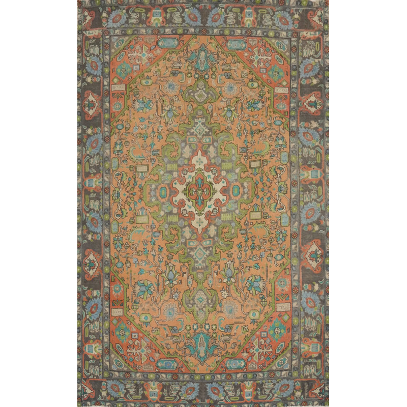 Tapis traditionnel en laine à motif géométrique 7 x 10