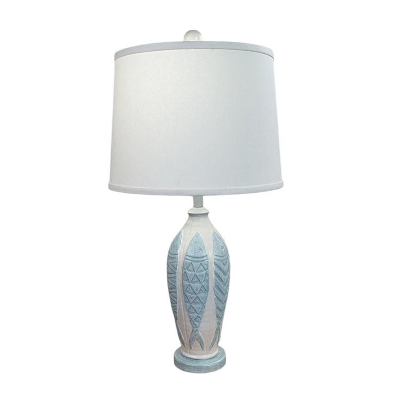 LAMPE DE TABLE NAUTIQUE À POISSONS, Blanc