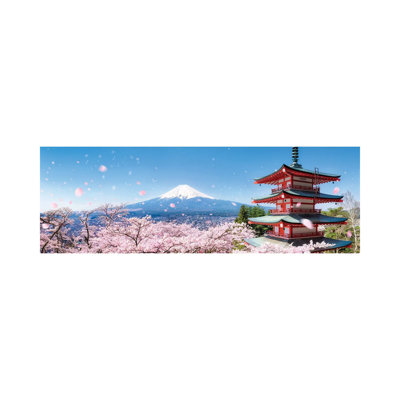 Chureito Pagoda And Mount Fuji During Cherry Blossom Season by Jan Becke - Wrapped Canvas Panoramic Print