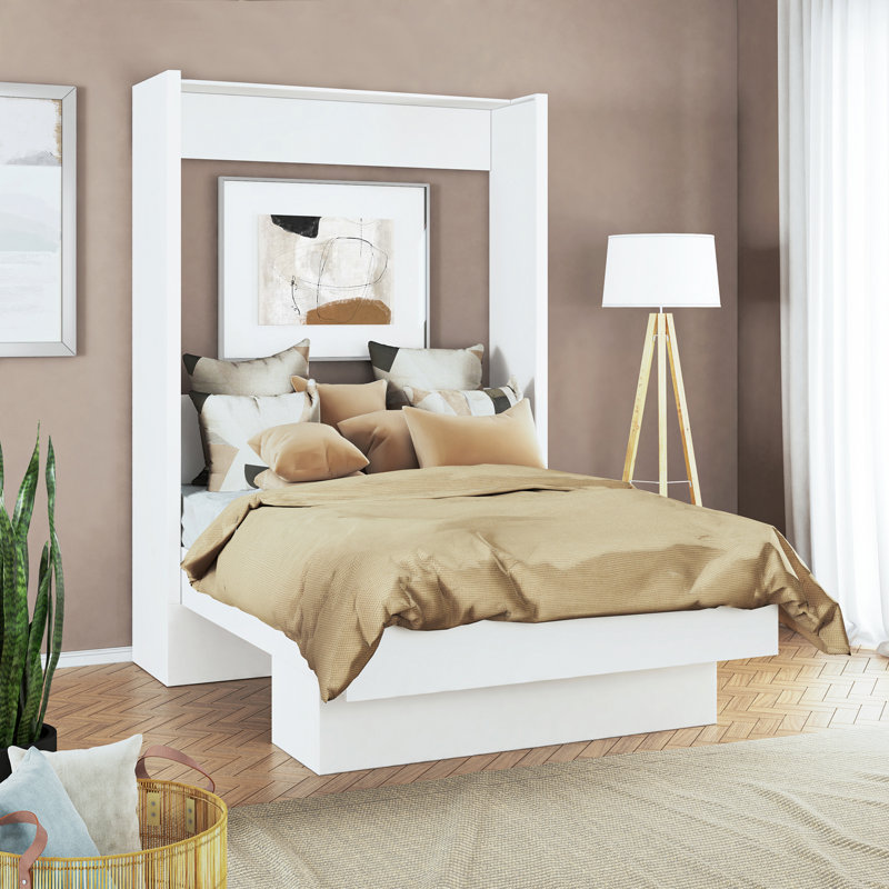 Lit escamotable avec rangement Dekari, Double, Blanc