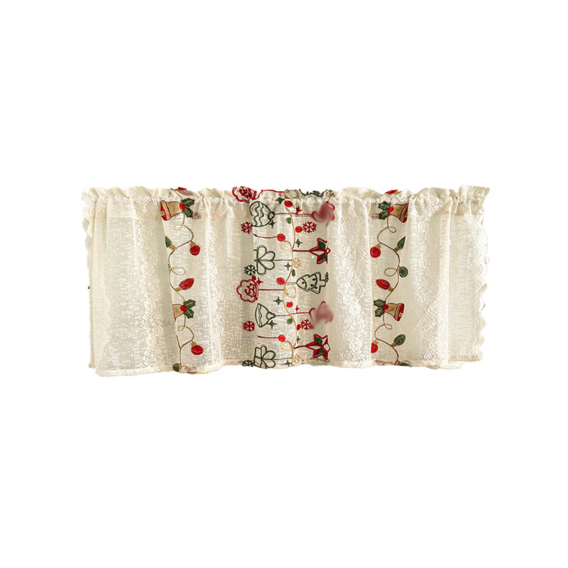Kbndieu Christmas Curtains Christmas Embroidery Short Curtains Holiday Theme Decorations Pastorals Style Cafes Decorative Curtains Suitable for Christmas Decoration