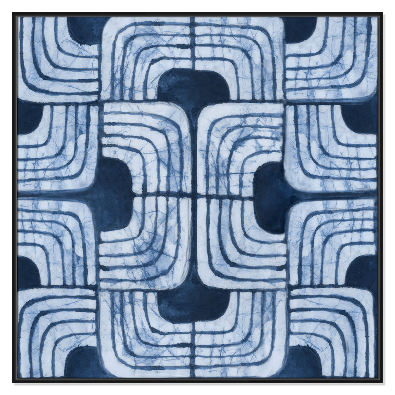 Imprimé Batik III bleu par Emma Peal, Noir, H 46,5 po x l 46,5 po