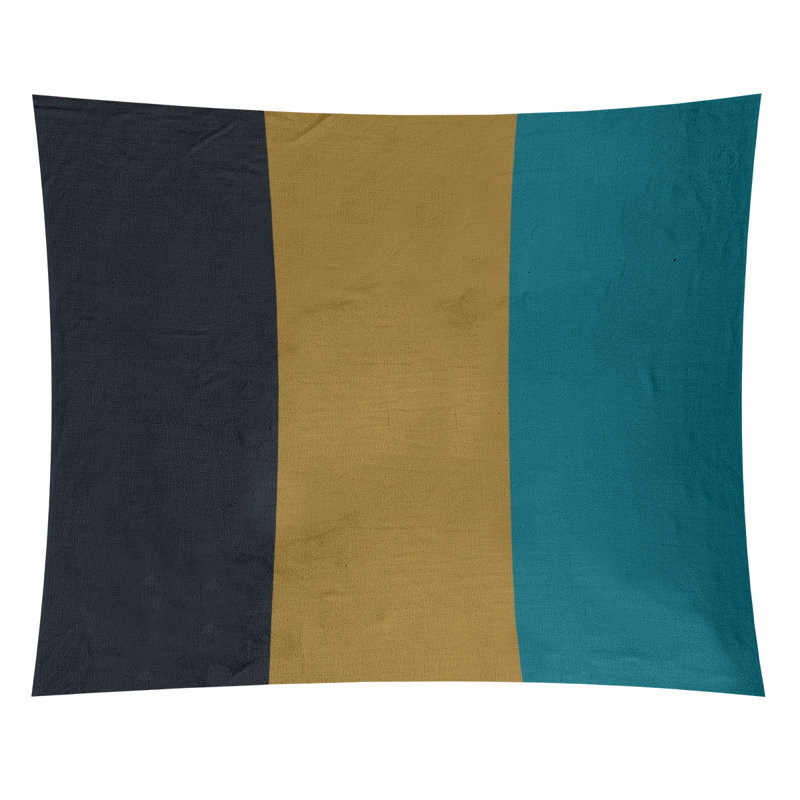 Tapisserie en polyester Jacksonville, Noir / jaune / turquoise, H 88 po x l 104 po