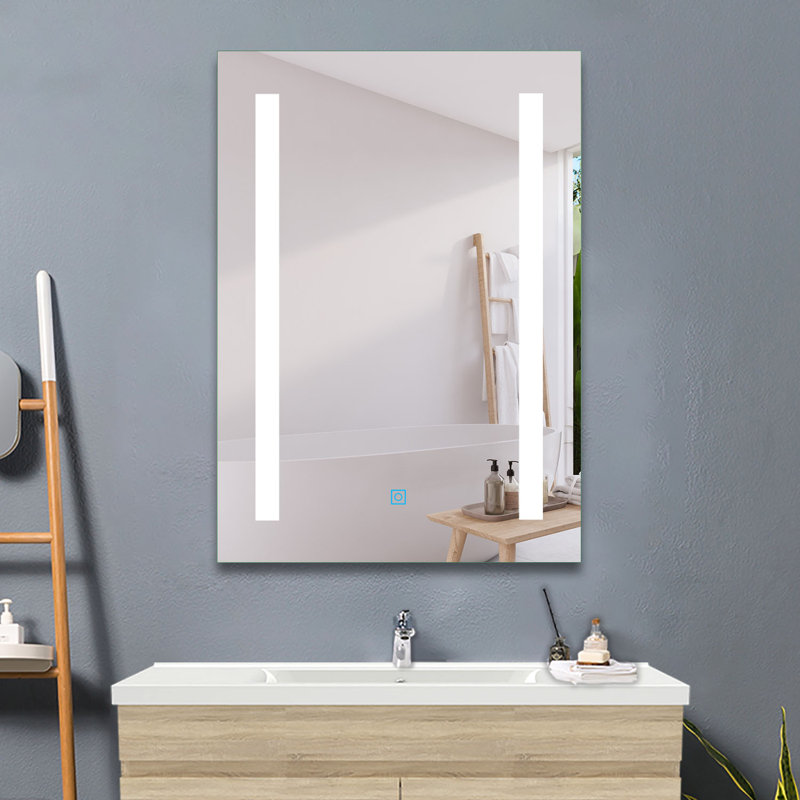 Aldair Bathroom Mirror with LED Light Demister Touch Control Wall Mounted, 80cm x 60cm
