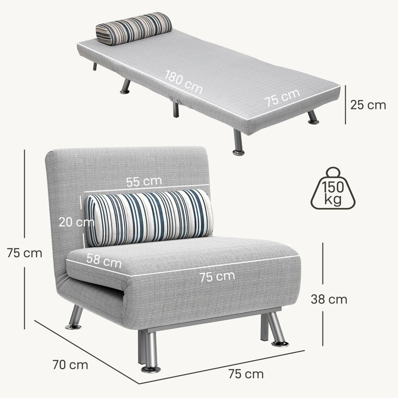 Sierraville 1 Seater Linen Convertible Chair