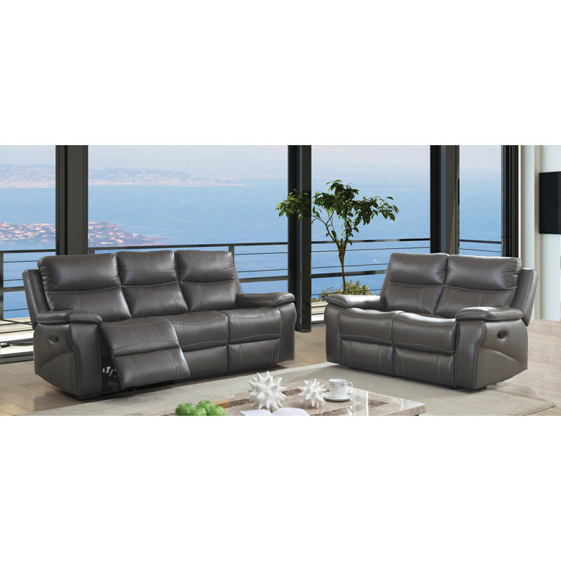Faulks 61" Leather Match Pillow Top Arm Reclining Loveseat, Manual