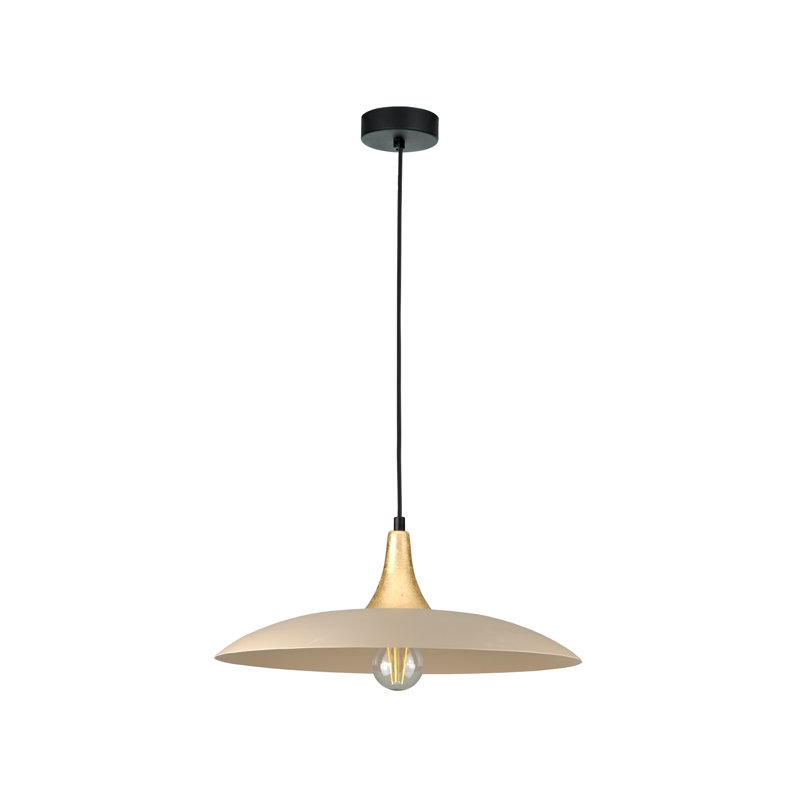 1 - Light Matte Black Dome Pendant, Gold/Latte