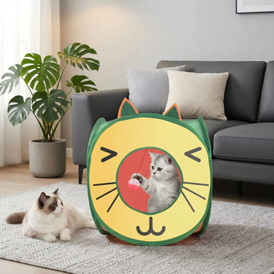 Pop Up Cat Cube, tente de jeu pliable pour chat avec 3 trous, pour chatons d'intérieur / extérieur, chats, chiots et lapins, jouet de lit caché
