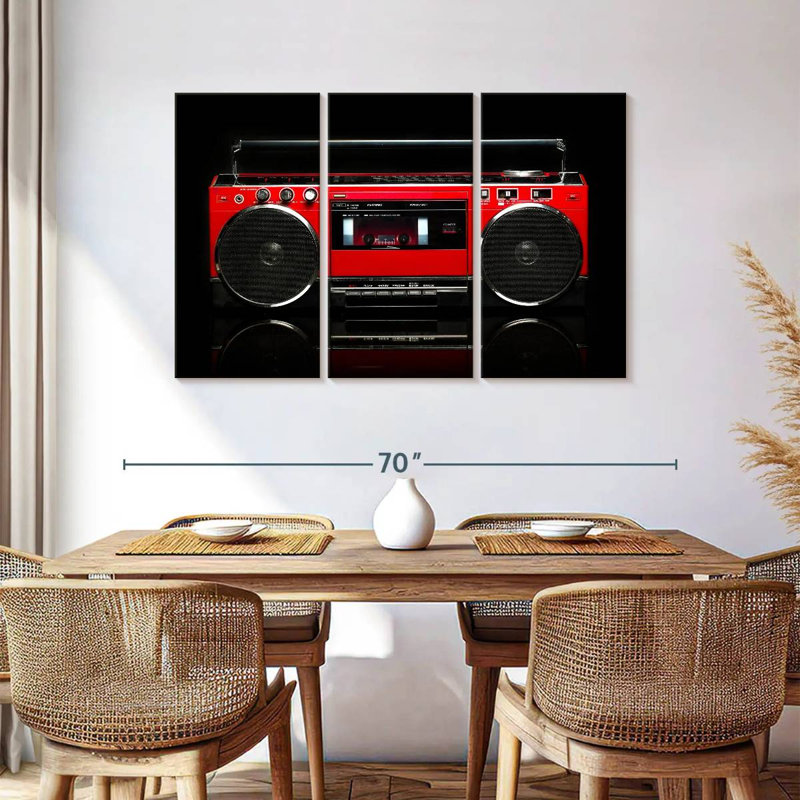 Abarca Retro Red Boom Box, 36" H x 57" W