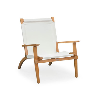 Walker Indoor Outdoor Folding Chair ,All Weather Lounge Chair, Solid Acacia Wood - Ivory
