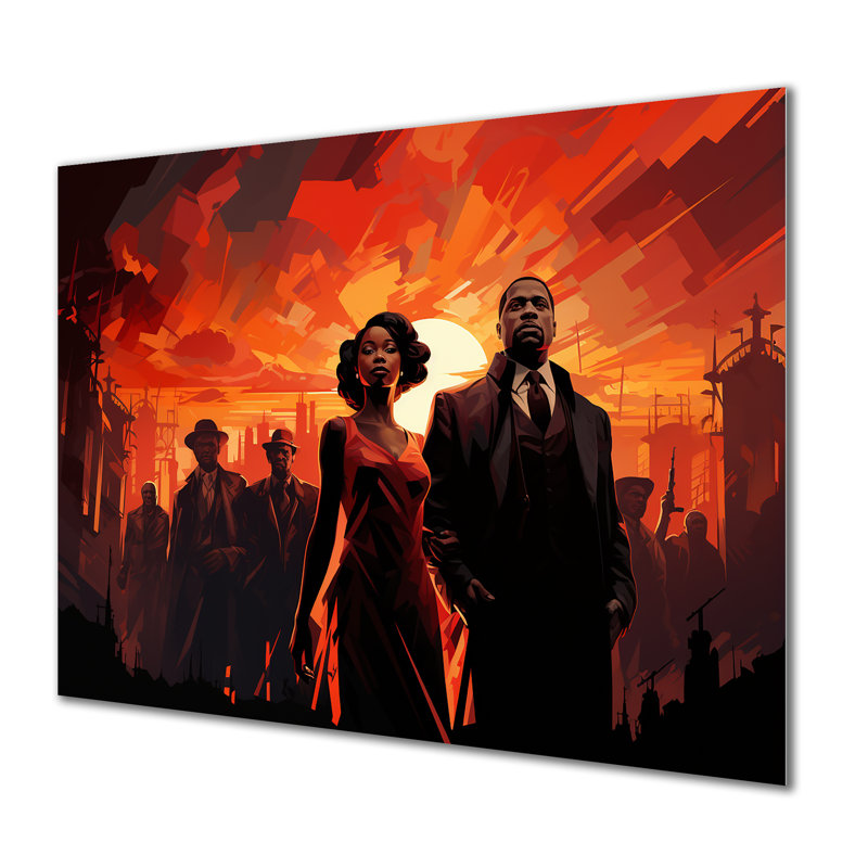 Rouge et noir Harlem Renaissance Jazz Couple - art mural en métal Harlem Renaissance, H 24 po x l 32 po x P 1 po