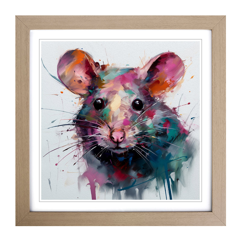 Mouse Gestural Art No.1 - Framed Print, Oak