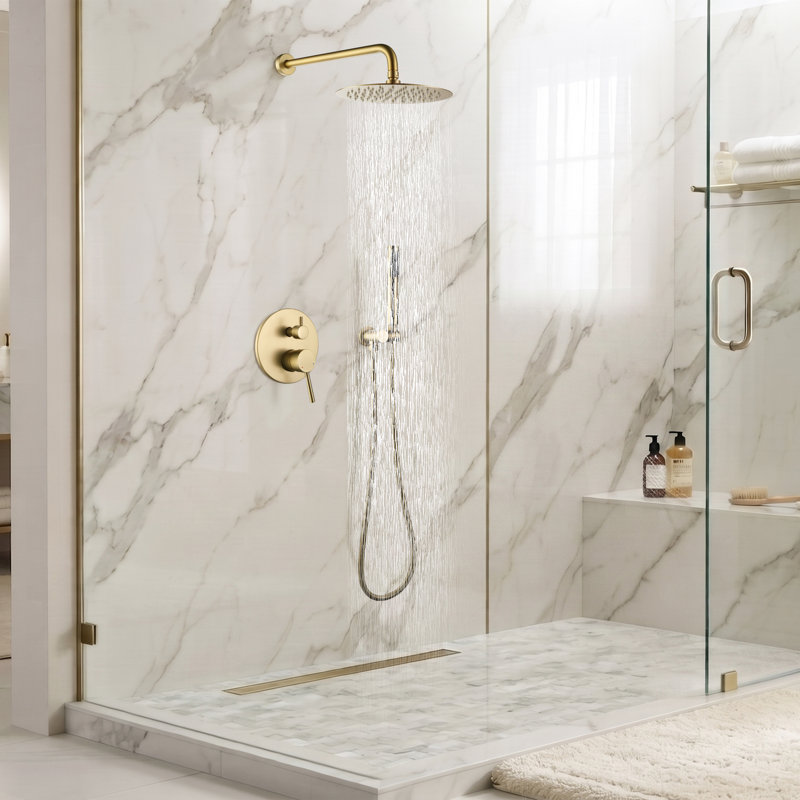 Robinet de douche avec valve brute, Or brossé