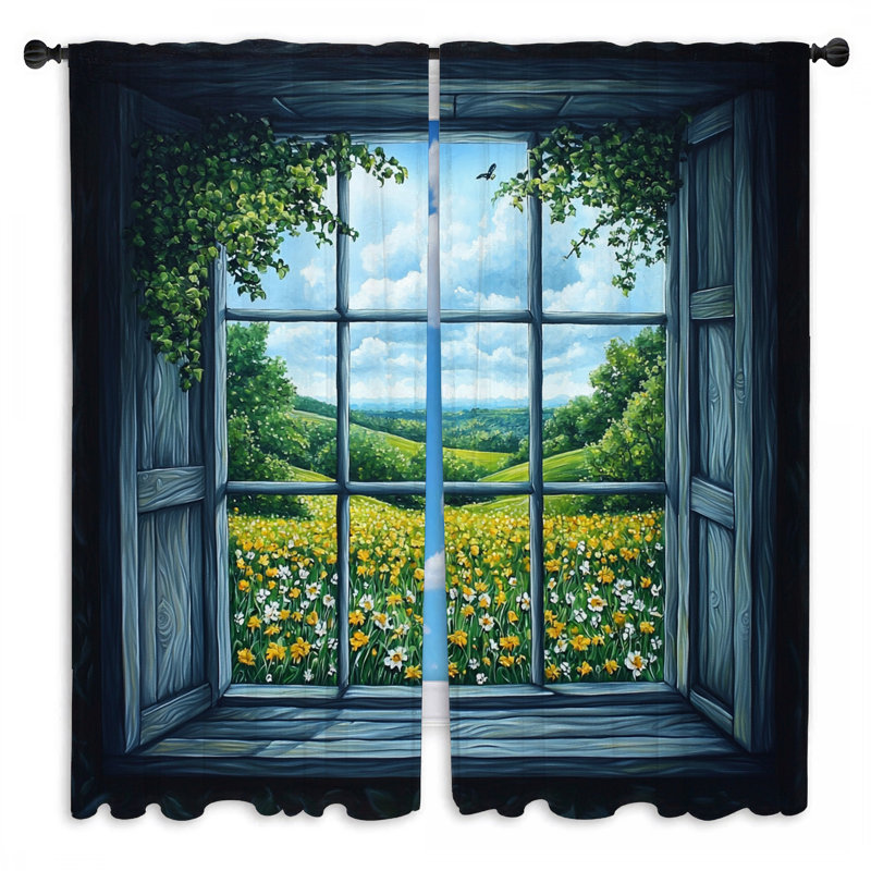Rideaux de fenêtre avec rideaux de style champêtre - 2 panneaux, L 56 po x L 78 po