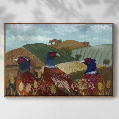 " Pheasant Trio In Field "