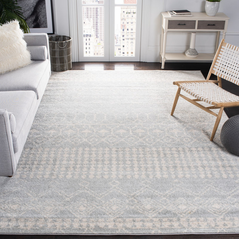 Tapis gris clair / ivoire Conroy, Rectangle 6 pi x 9 pi