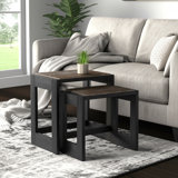 Ensemble de 2 tables d'appoint 24 po Wenston Acacia Wd, brun 2Bxs