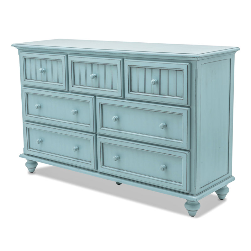 Commode 7 tiroirs Kolya - Finition bleue, Bleu