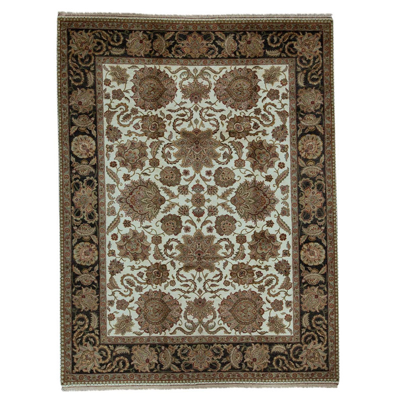 Tapis brun / noir / ivoire noué à la main